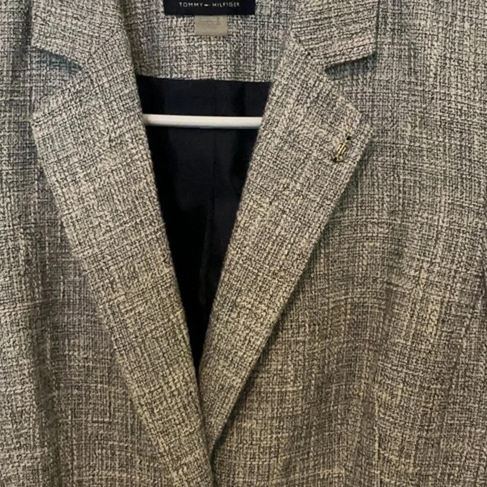 Tommy Hilfiger Women's Classic Blue/Beige Tweed Blazer